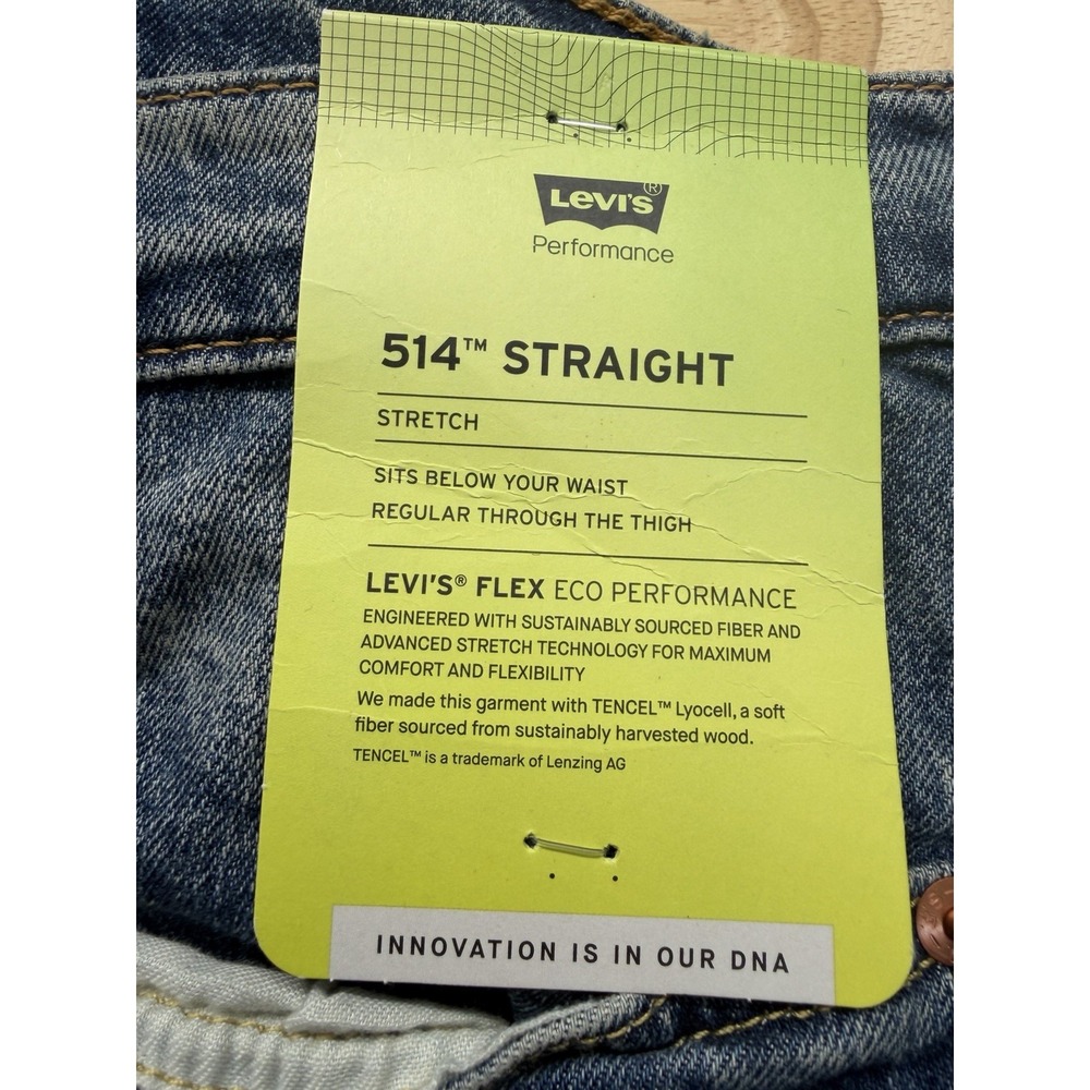 Levis 514 Straight‎ Fit Jeans Stretch Color Rinsed Blue 005141493 Men's 40x30 - Picture 7 of 14